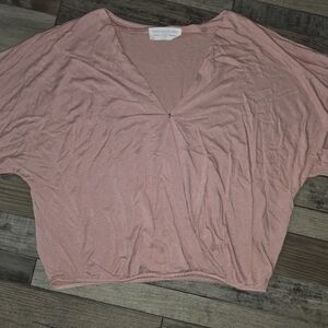 Double Zero Dusty Pink V-Neck Cropped Dolman Top